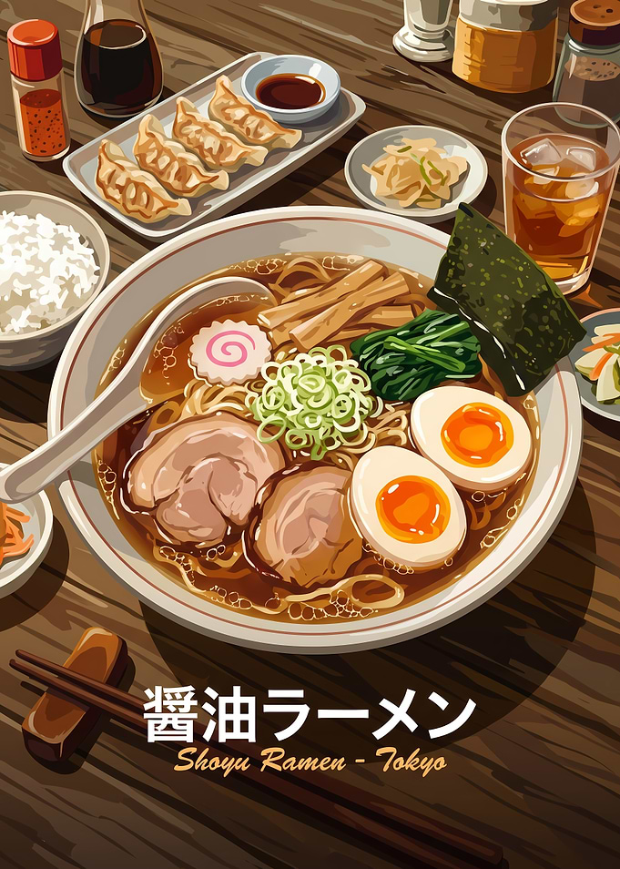 Shoyu Ramen Tokyo Meal Illustration