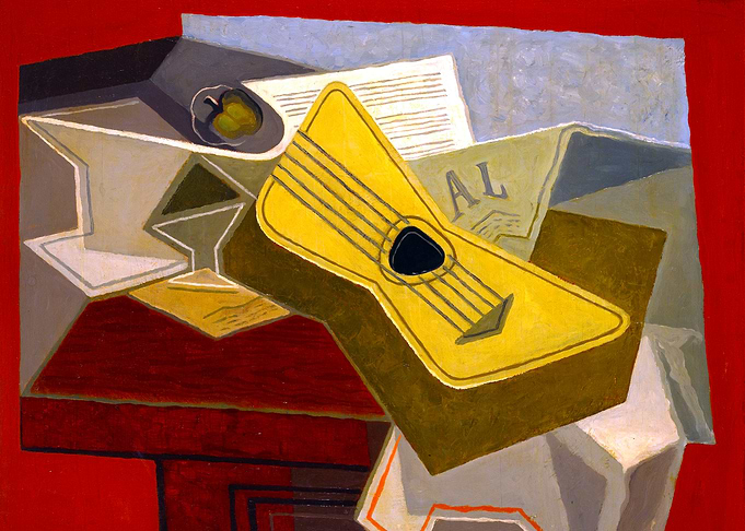 Guitar and Journal Cubist Painting by Juan Gris