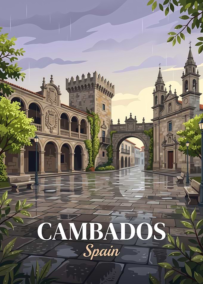 Cambados Spain Travel Poster