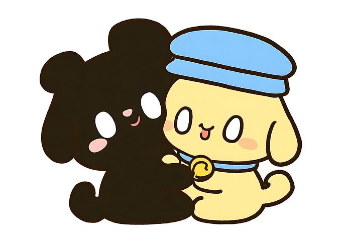 Pompompurin and Choco Hugging