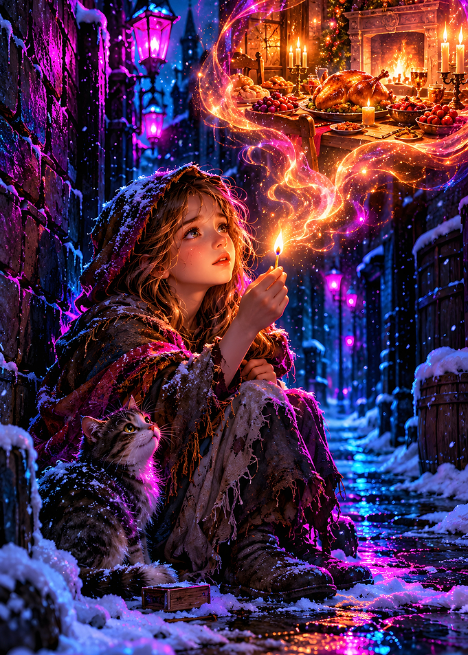 Matchstick Girl Snowy Alley Dream