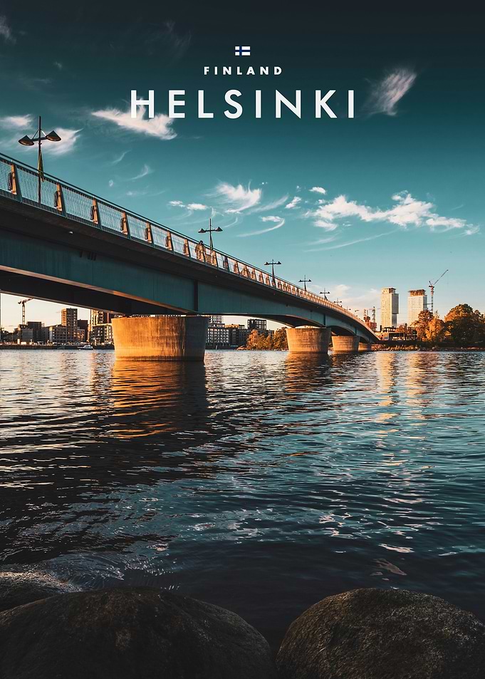 Helsinki Finland Bridge Travel Poster