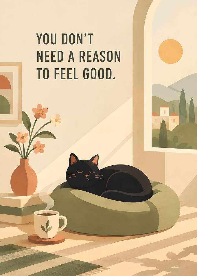 Cozy Black Cat Inspirational Wall Art