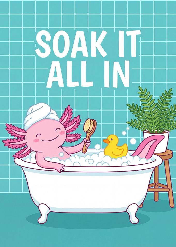Cute Axolotl in the Bathtub Soak It All In