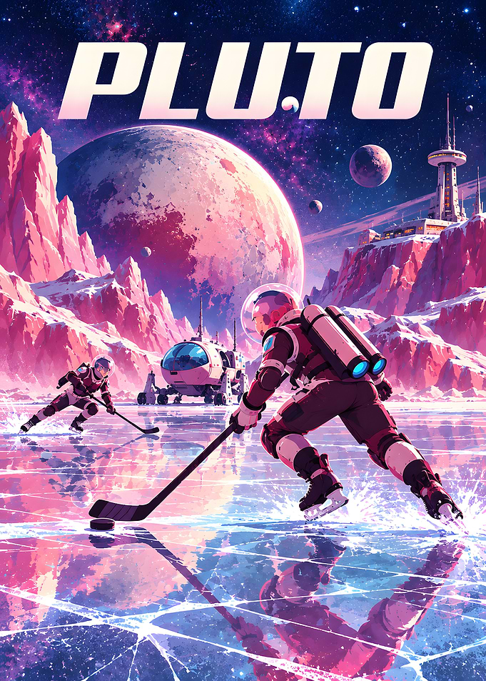 Astronauts Playing Hockey on Pluto