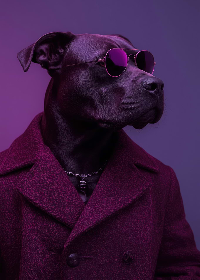 Stylish Pitbull in Purple Coat