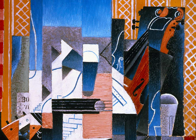 Violin and Guitar Cubist Painting by Juan Gris