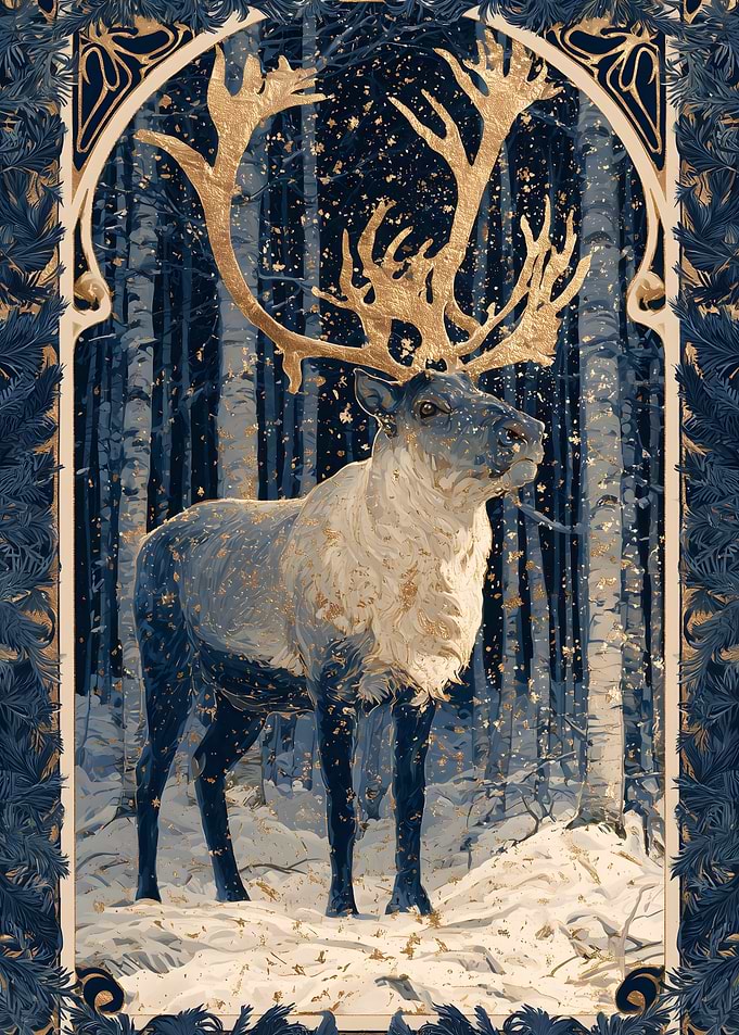 The Golden Reindeer – Art Nouveau Christmas