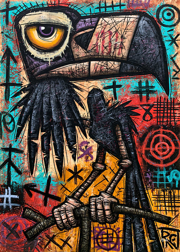 The Suspicious Crow - Psychedelic Pop Surrealist Art