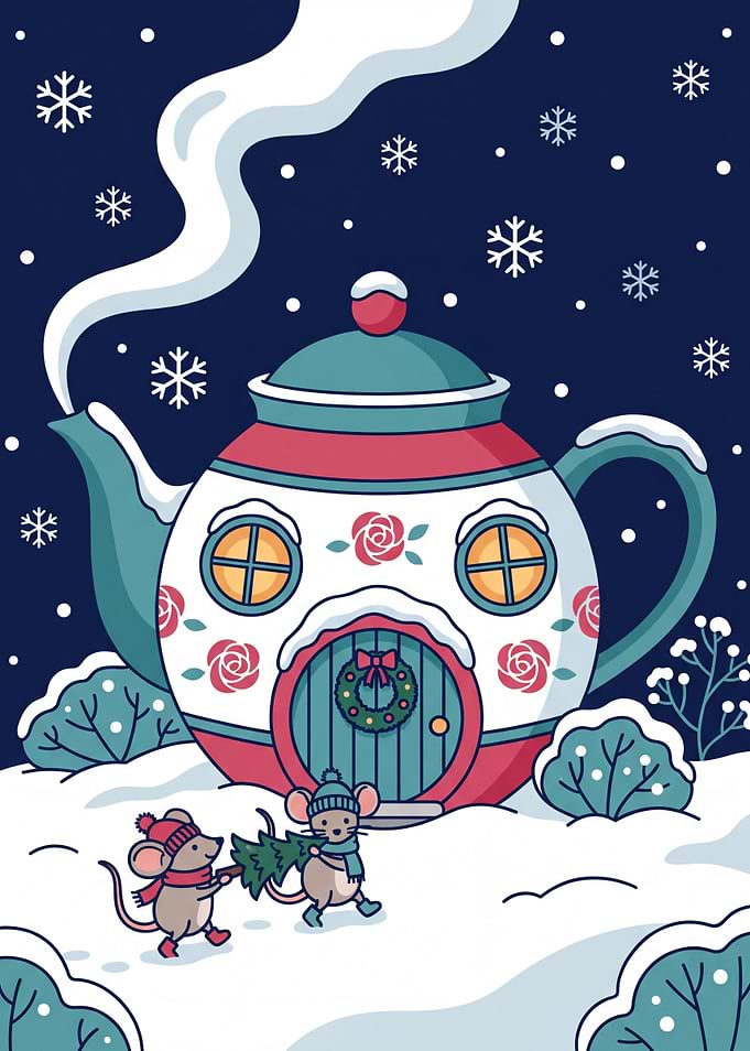 Cozy Teapot House with Mice
