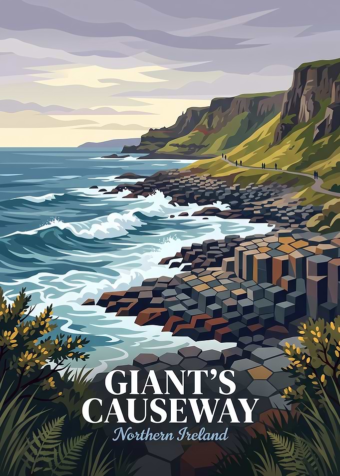 Giant's Causeway Northern Ireland Travel Poster