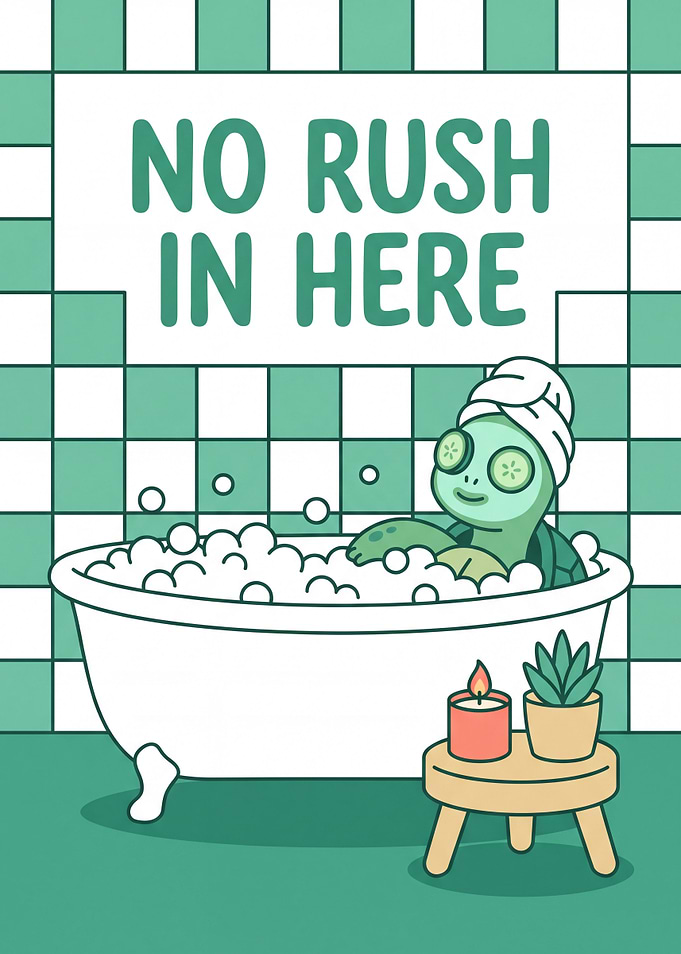 Cute Turtle Relaxing in Bathtub