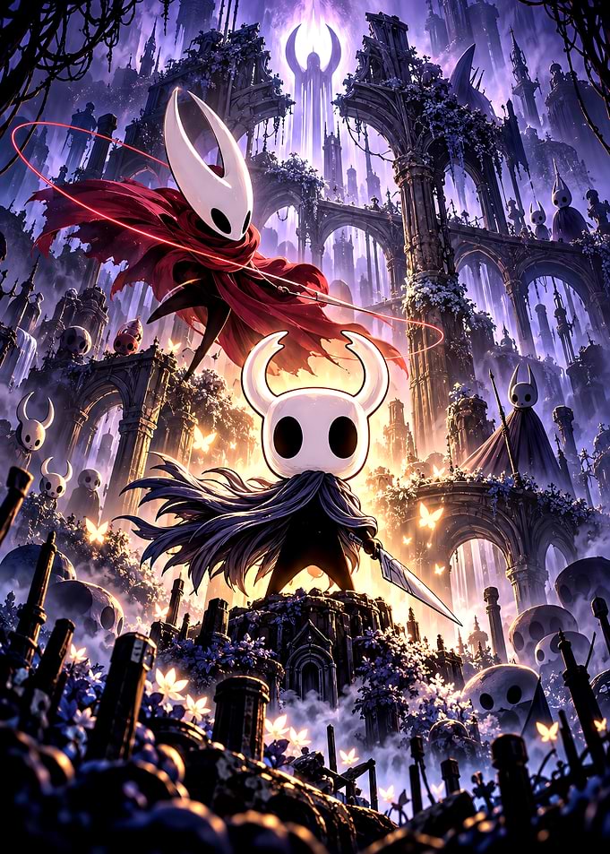 Hollow Knight and Hornet Battle Scene