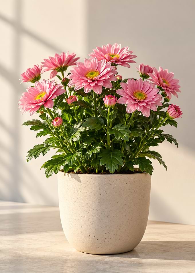 Potted Pink Chrysanthemum Plant