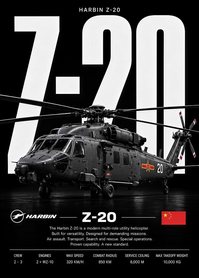 Harbin Z-20 Military Helicopter Poster