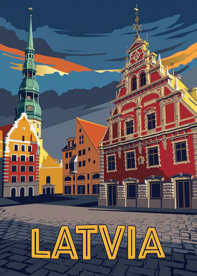 Vintage Travel Poster of Latvia