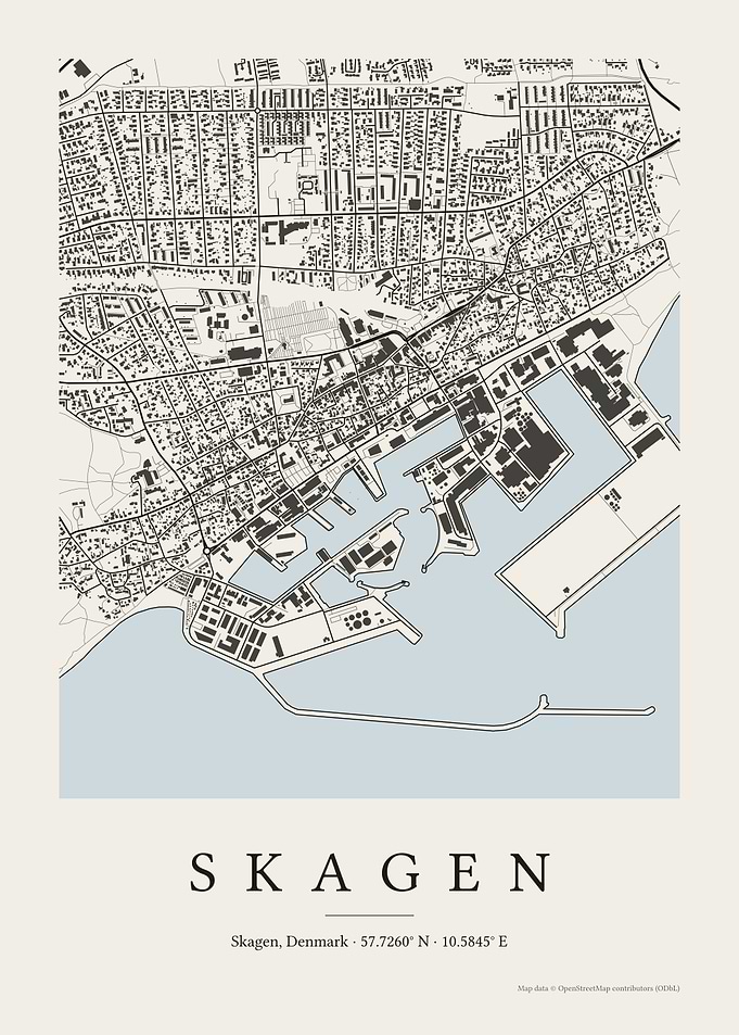 Skagen Denmark Minimalist City Map