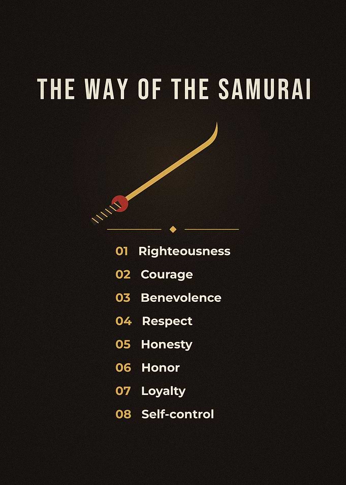 The Way Of The Samurai 8 Virtues Katana Poster