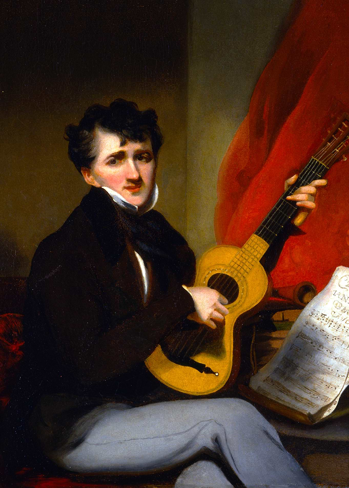 Portrait Painting of a Man Playing Guitar by George Chinnery