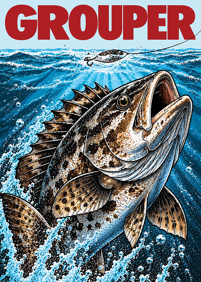 Grouper Fishing Illustration