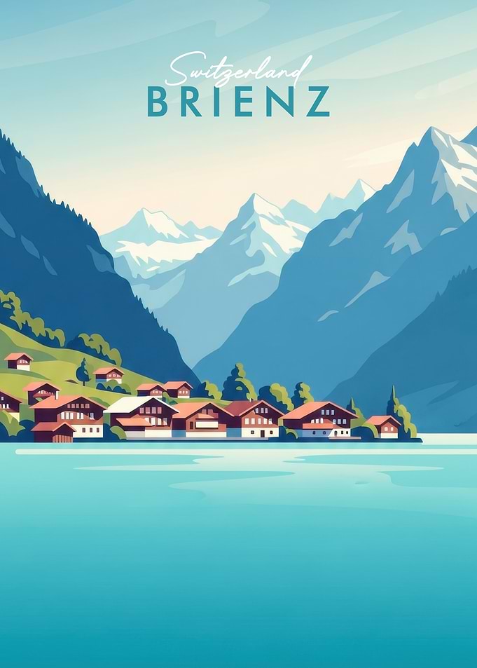 Switzerland Brienz Lake Travel Poster
