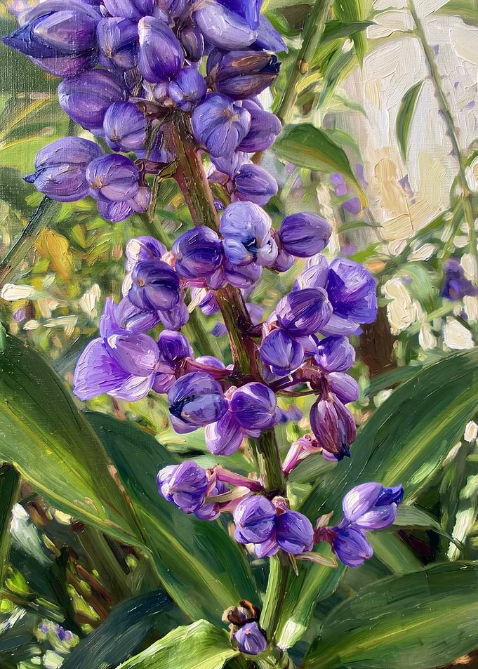 Oil Painting of Purple Flowers