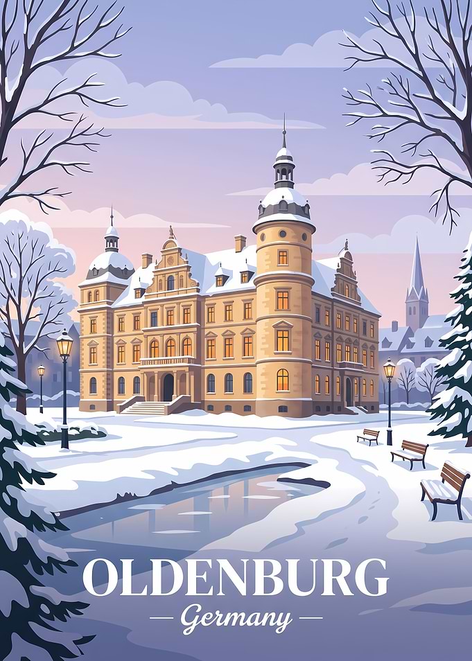 Oldenburg Germany Winter Castle Poster