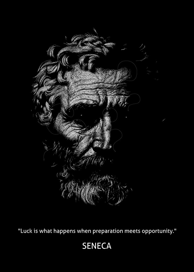 Seneca Quote Minimalist Portrait