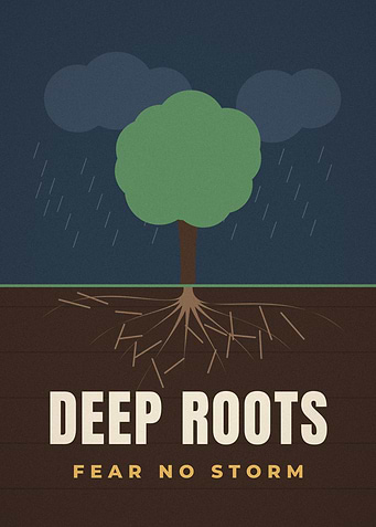 Deep Roots Fear No Storm Tree Quote Poster