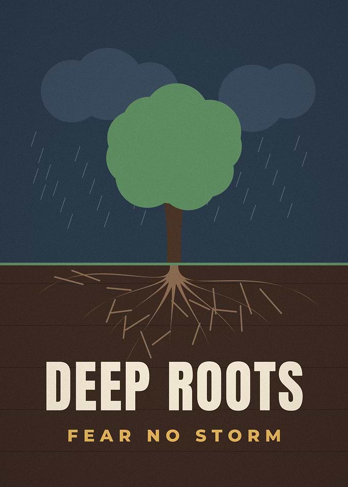 Deep Roots Fear No Storm Tree Quote Poster