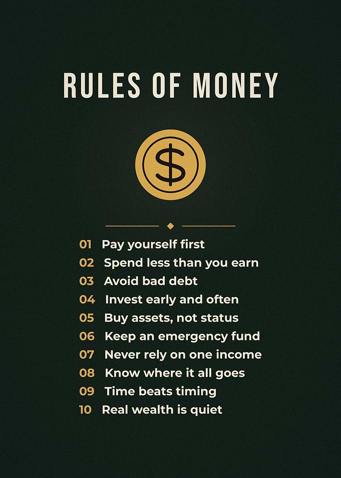 10 Rules Of Money Gold Coin Poster
