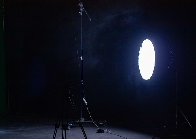 Studio Lighting Setup in Dark Room