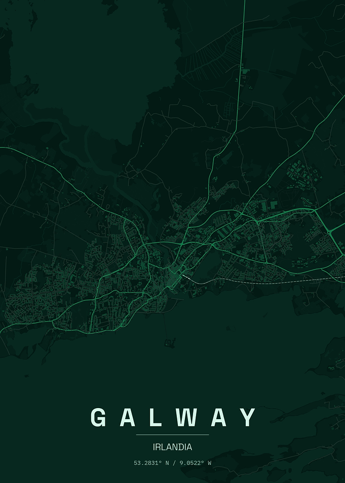 Minimalist Map of Galway Ireland
