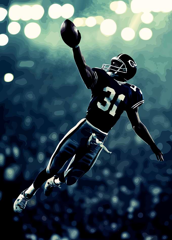Football Player Making Spectacular Catch
