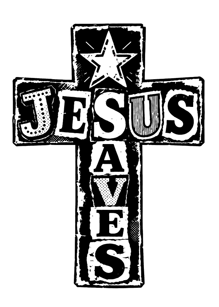 Jesus Saves Cross Text Art