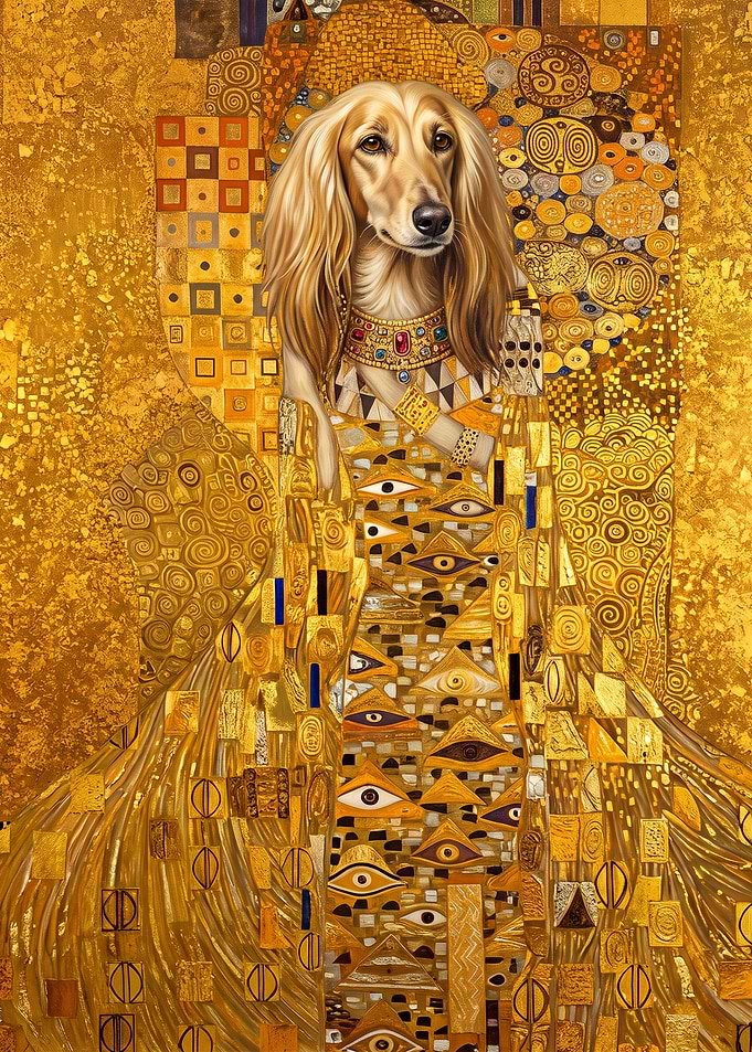 Saluki Dog in Klimt Style
