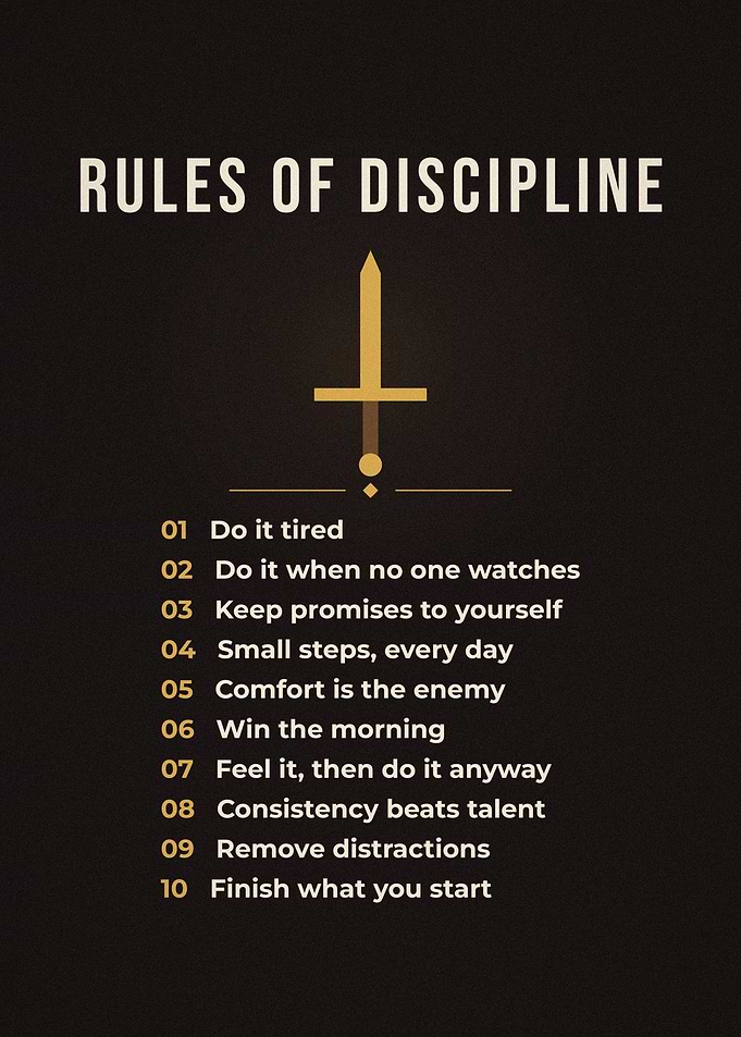 10 Rules Of Discipline Sword Poster