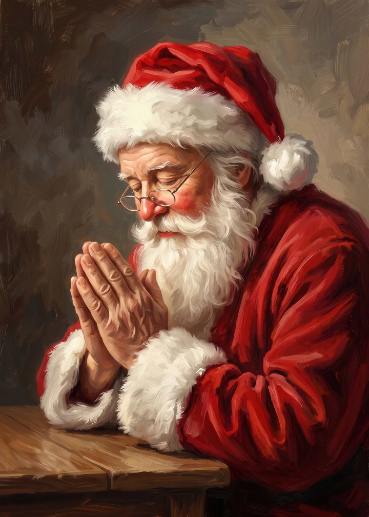Santa Claus Praying at Table