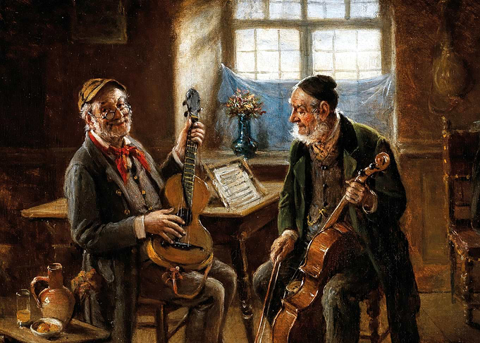 Guitarist and Cellist Painting