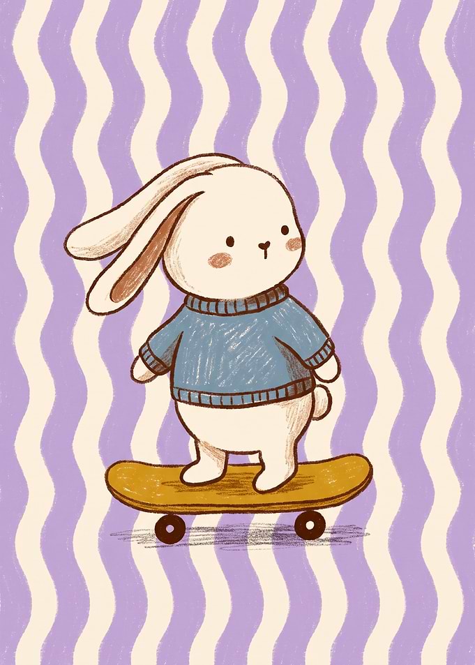 Cute Bunny Skater Illustration