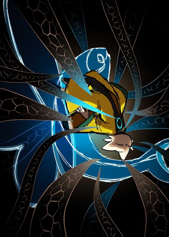 Anime Character with Dark Tentacles