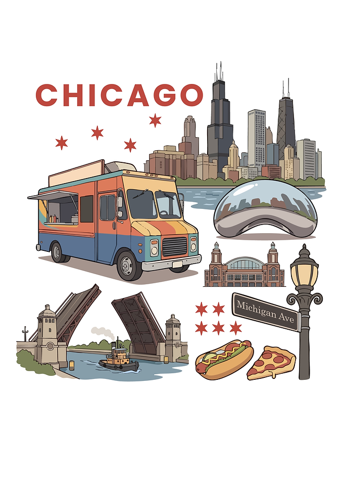 Chicago City Skyline Collage Illustration