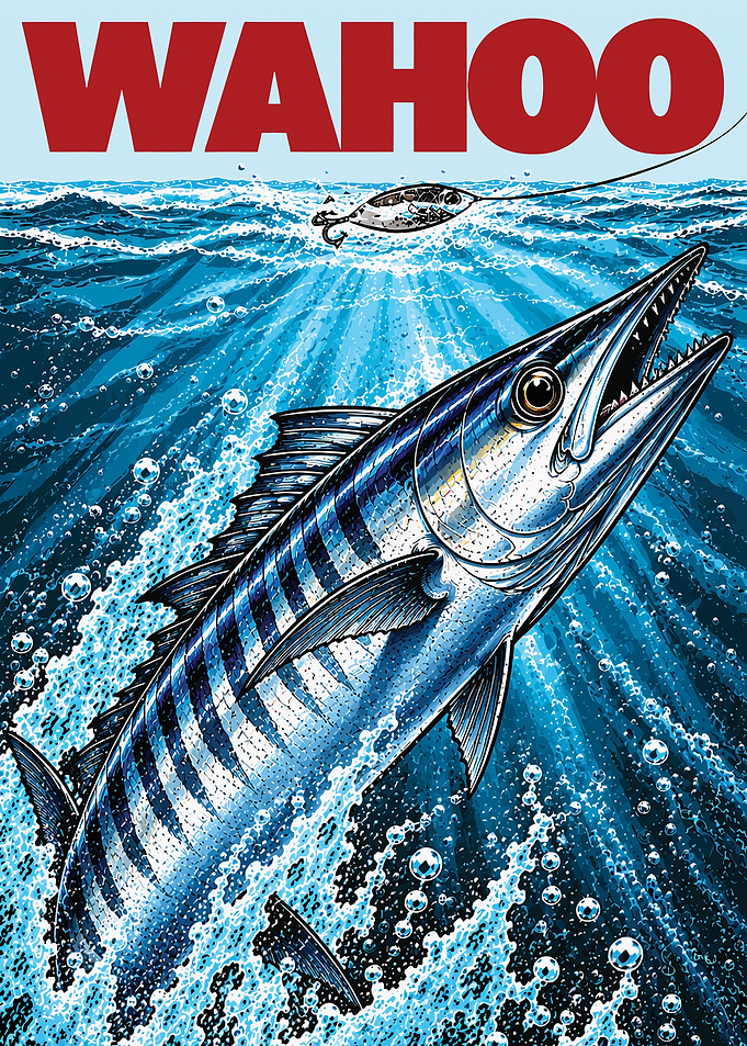 Wahoo Fish Fishing Art Poster