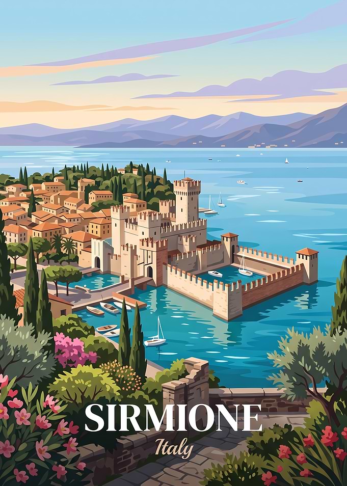 Sirmione Italy Travel Poster