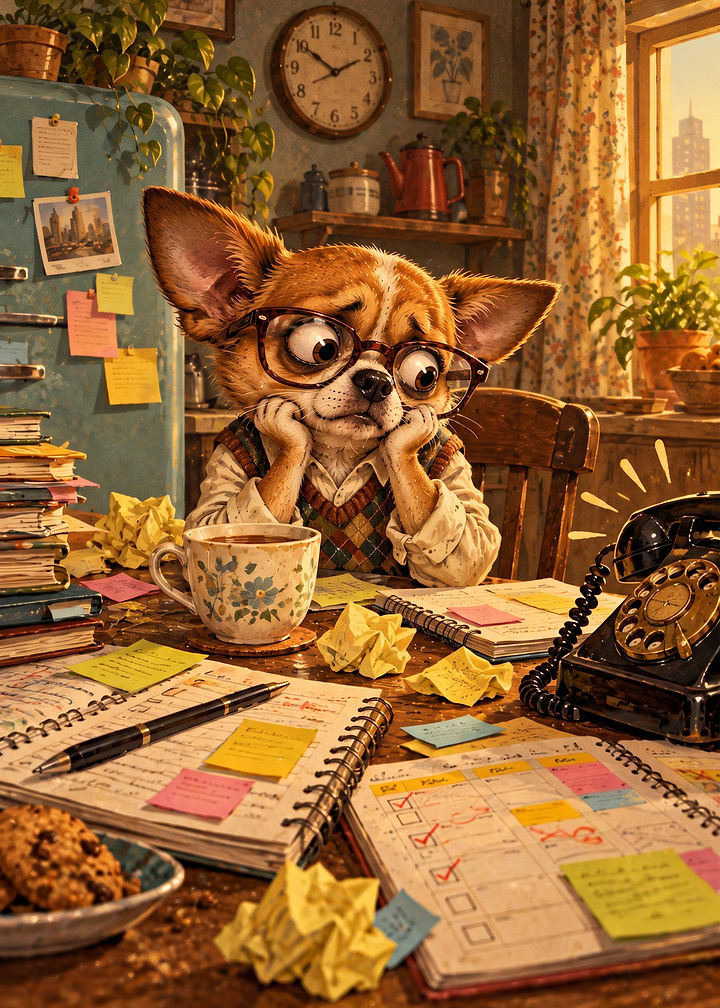 Studious Chihuahua Working at Desk