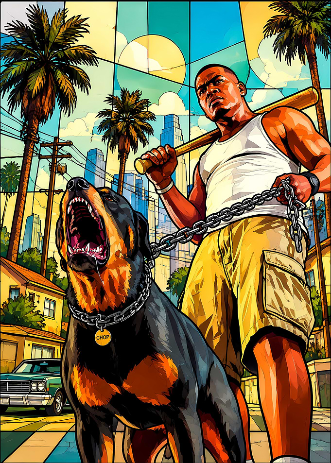 Franklin and Chop GTA V Art