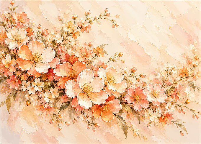 Soft Peach Floral Watercolor Illustration