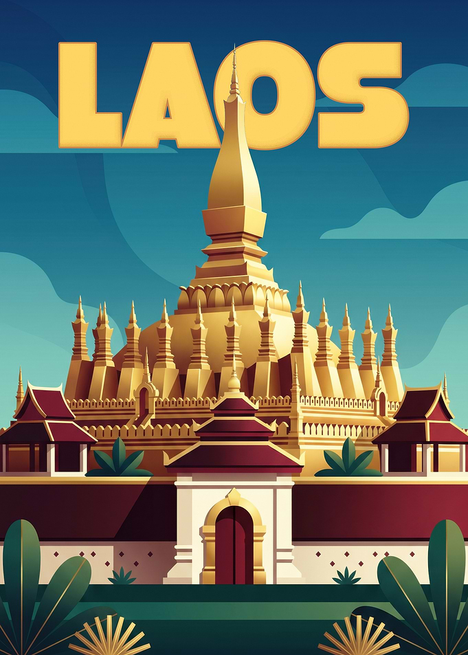 Pha That Luang Laos Travel Poster