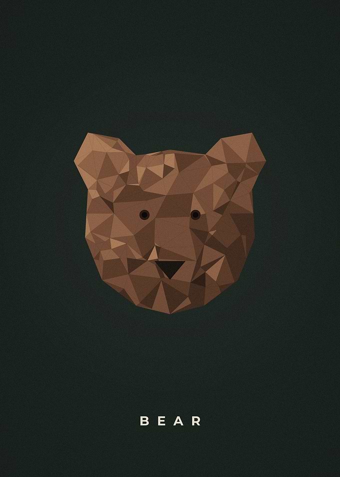 Geometric Brown Bear Low Poly Animal Portrait