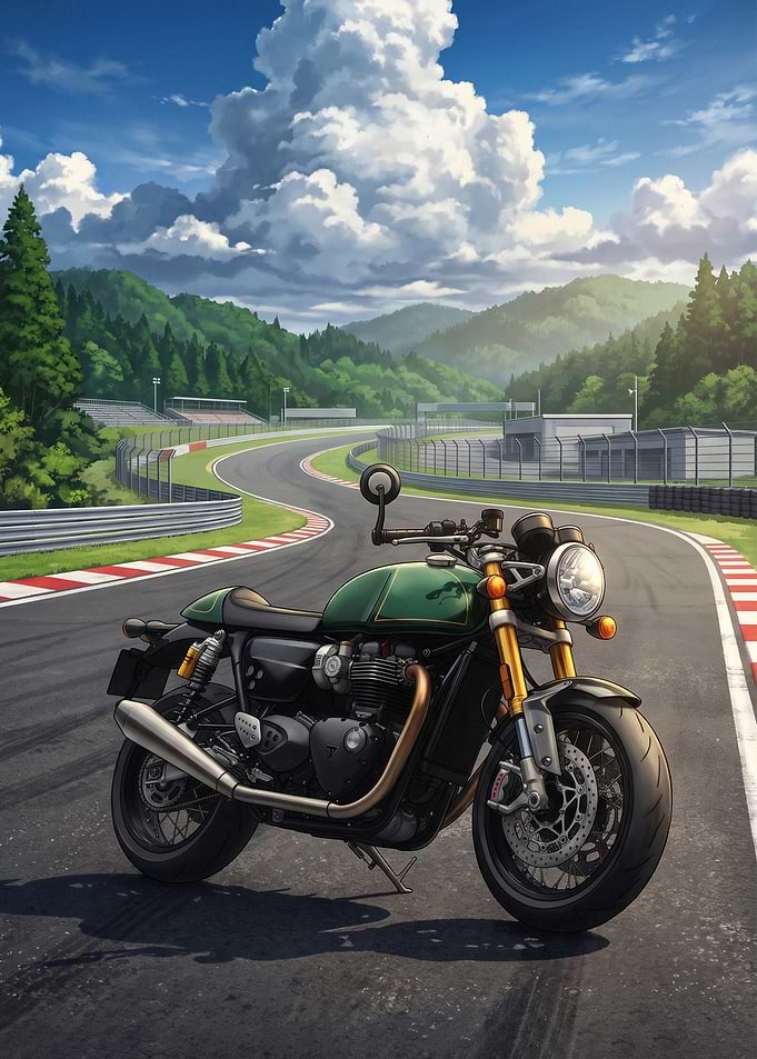 triumph thruxton on Racetrack
